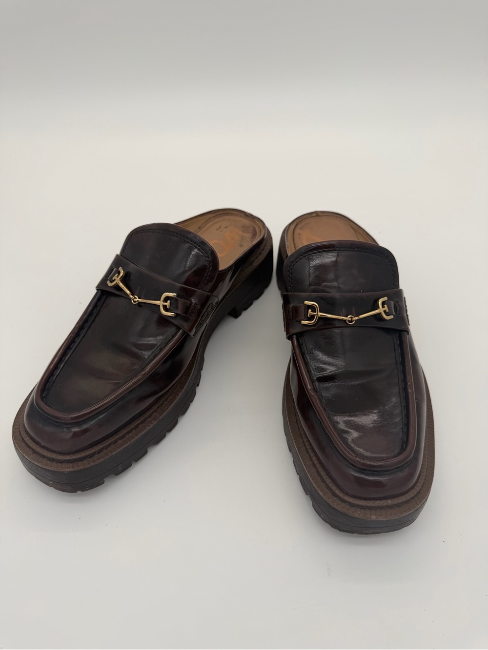 Sam Edelman Slip-On Leather Loafers in Dark Brown with Gold Bit women’s size 8.5